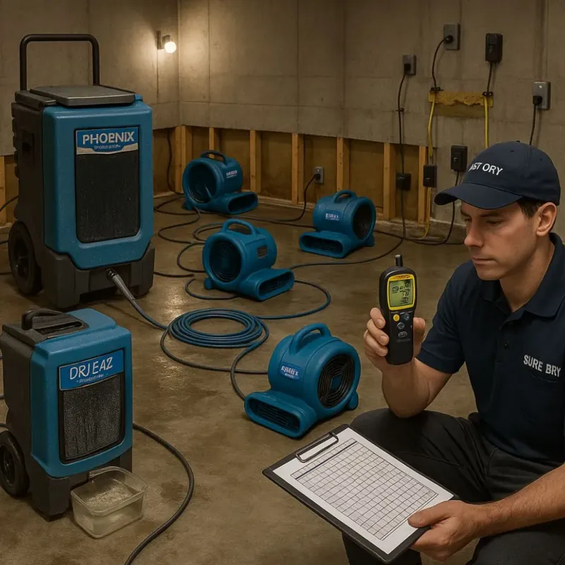 Structural Drying and Dehumidification process in Demarest, NJ
